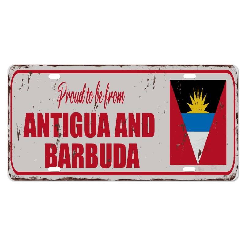 Yelolyio Antigua und Barbuda Nummernschild für die Vorderseite des Autos, Größe 15,2 x 30,5 cm, rostfrei, stolz auf Antigua und Barbuda, Metallkennzeichen Antigua und Barbuda Nationalflagge Aluminium von Yelolyio