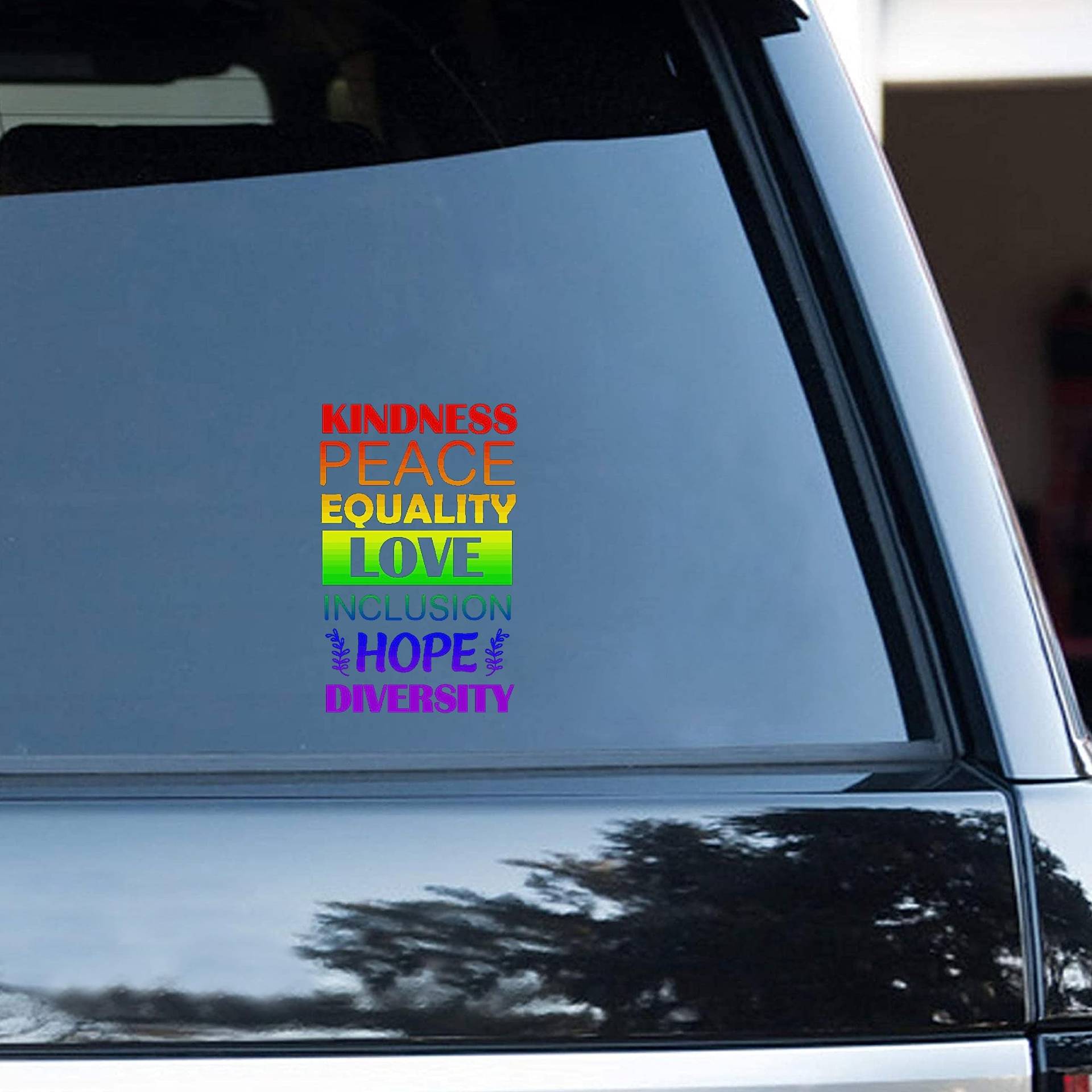 Yelolyio Kindness Peace Equality Love Inclusion Hope Diversity Aufkleber für Wasserflaschen, Telefon, Laptop, Skateboard, Auto, Pansexuell, LGBTQ Fenster Auto Vinyl Aufkleber, Bumper Sticker, 2er Set von Yelolyio