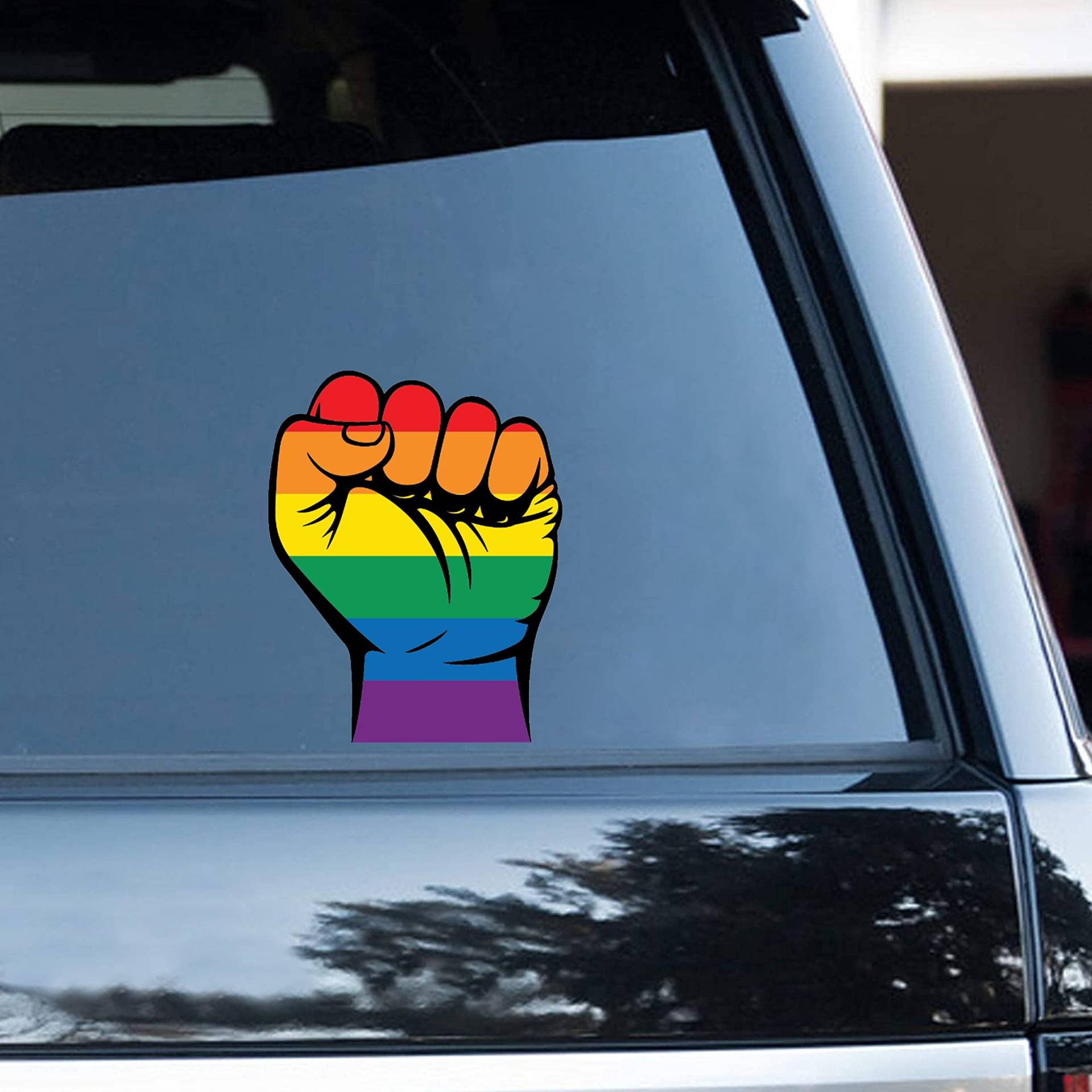 Yelolyio LGBTQ-Aufkleber, Regenbogen-Faust-Pride, LGBT-Vinyl-Aufkleber für Autos, Laptops, Gitarre, Kühlschrank, Wasserflaschen, Umschlagdichtungen, 15,2 cm, 2 Stück von Yelolyio