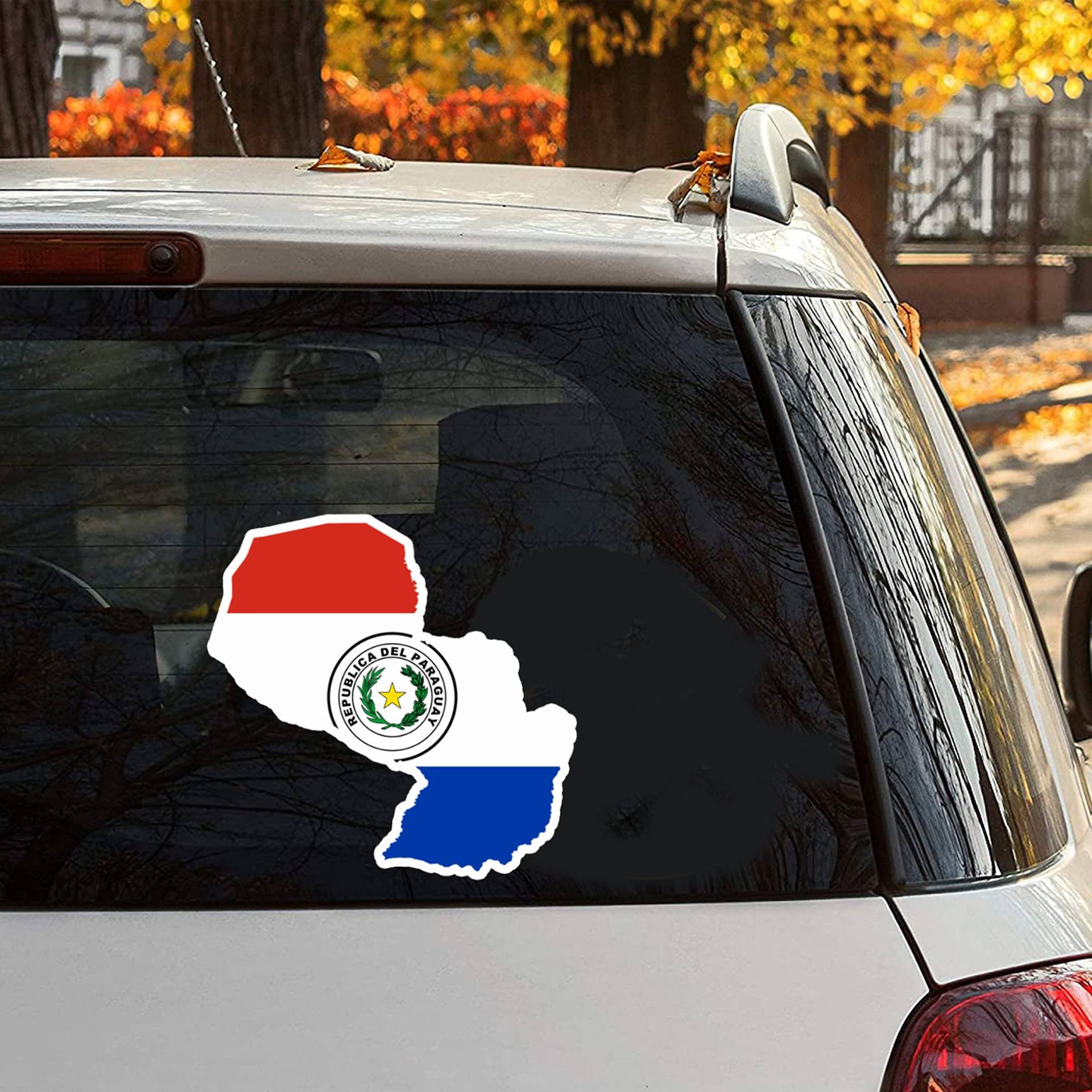 Yelolyio Paraguay Karte Auto Aufkleber Aufkleber Paraguay Flagge Aufkleber Autoaufkleber Stoßstange Aufkleber Land Stadt Souvenir Vinyl Aufkleber für Autos LKW Fenster Laptop Aufkleber 6 Zoll von Yelolyio