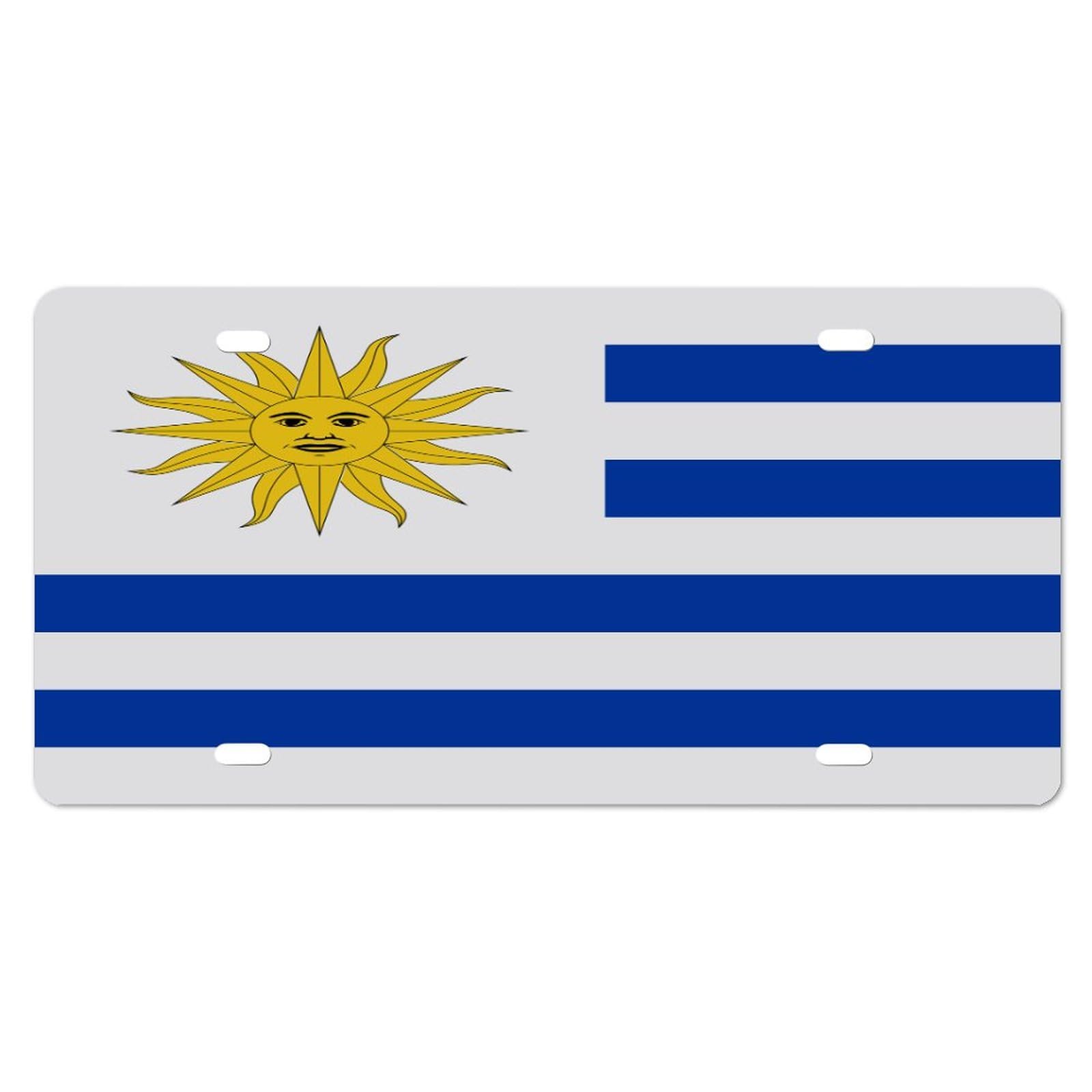 Yelolyio Uruguay Nummernschild für die Vorderseite des Autos, Größe 15,2 x 30,5 cm, rostfreie Uruguay-Nationalflagge, Metall-Kennzeichen, Aluminium, Neuheit, Nummernschild, Autoanhänger, Geschenk für von Yelolyio