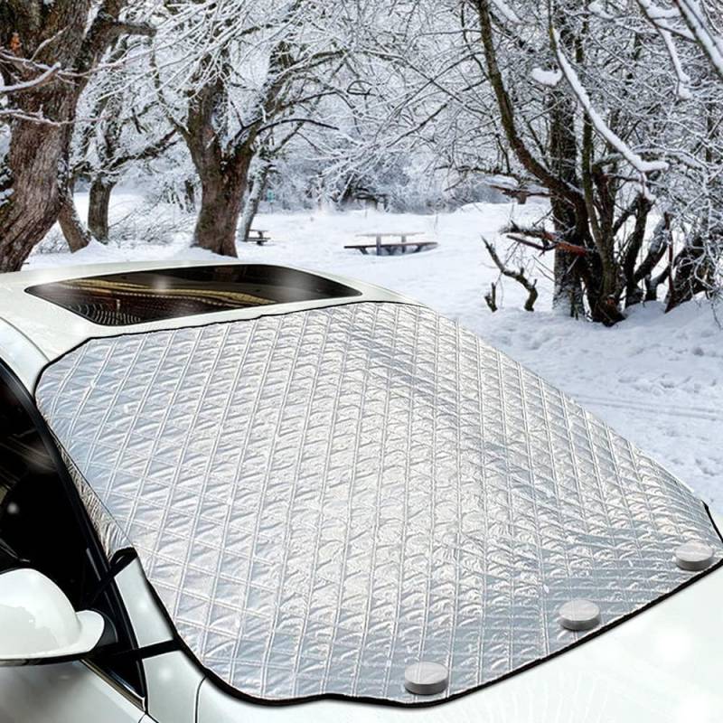 Magnetische Frontscheibenabdeckung Auto Frontscheibe Frostschutz Sonnenschutz Schneeschutz Windschutz Eisschutz Abdeckung für Standard Auto (147cm*116cm for Standard Car) von Yestree