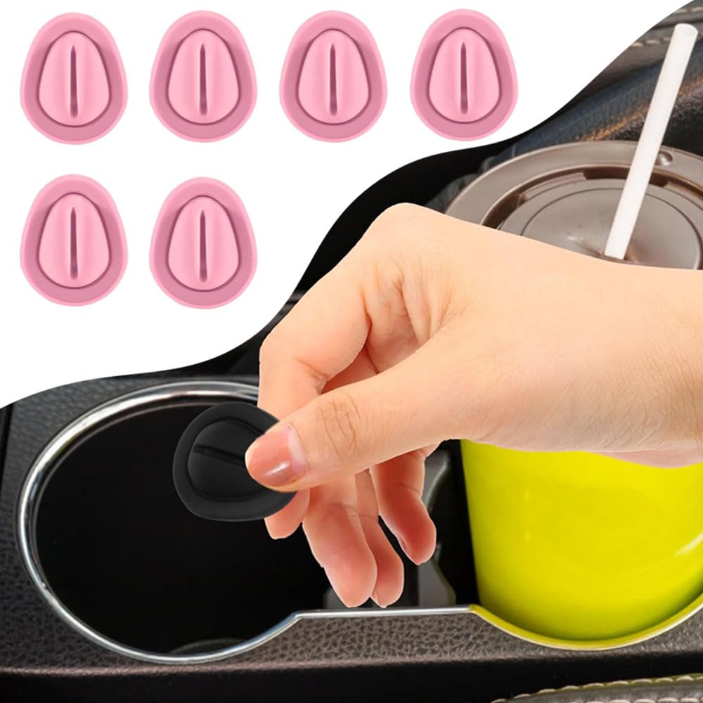 Ygapuzi 6PCS Auto Getränkehalter Einsatz Positionsbegrenzer, Anti-Shake Silicone Car Water Bottle Stabilizer mit Selbstklebefunktion Universelles Autozubehör für den Innenraum (Rosa) von Ygapuzi