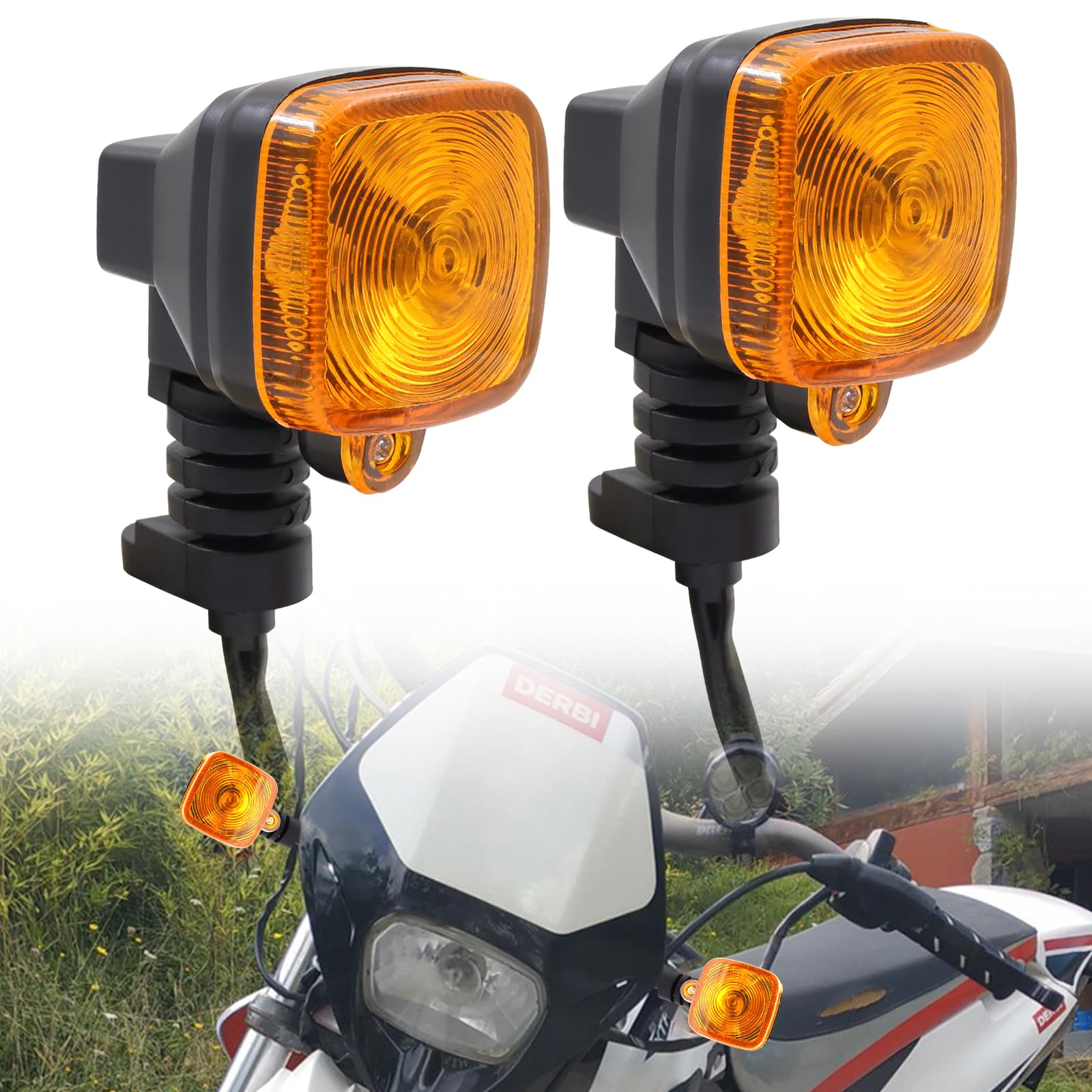 Ygmylandbb Motorrad-Blinker, 12 V, quadratisch, Universal, wasserdicht, Bernstein, M6, für CG125 ZJ125 Motorrad, Roller, Quad, Cruiser, Offroad, 2 Stück von Ygmylandbb