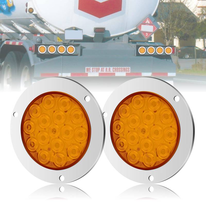 Ygmylandbb Rücklicht, 12 – 24 V, 16 LEDs, rund, LED, Bremslicht, für Auto, geeignet für LKW, Anhänger, Wohnwagen, 2 Stück von Ygmylandbb