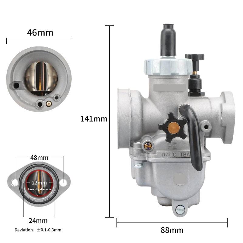 2T 4T Vergaser PE19/22/24/26/28mm Motorradmotor mit Vergaserdüsen for Pit Dirt Bike Teile(PE22MM) von YhfAbd