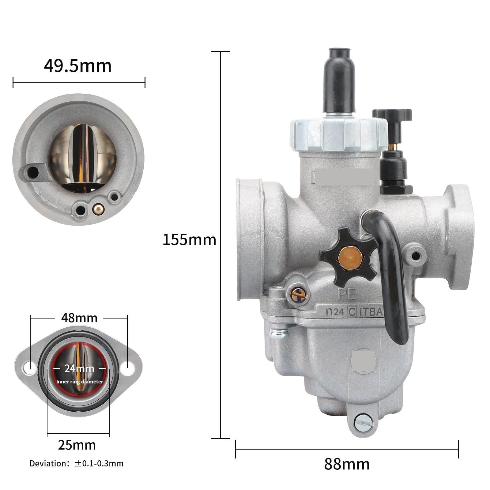 2T 4T Vergaser PE19/22/24/26/28mm Motorradmotor mit Vergaserdüsen for Pit Dirt Bike Teile(PE24MM) von YhfAbd