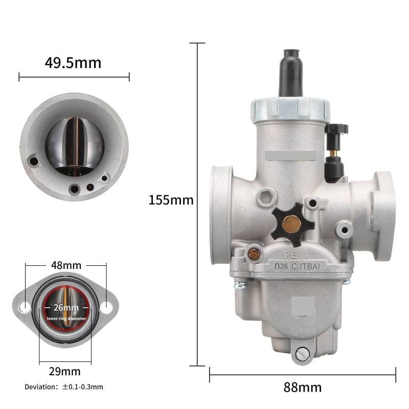 2T 4T Vergaser PE19/22/24/26/28mm Motorradmotor mit Vergaserdüsen for Pit Dirt Bike Teile(PE26MM) von YhfAbd