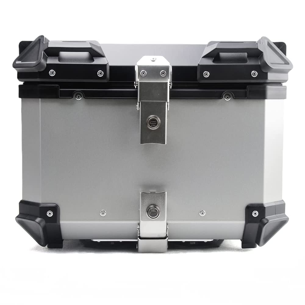 Aluminium-Topcase, Motorrad-Heckkasten universelle Befestigungshalterung große Kapazität 45L (Silber) von YiChenPlus
