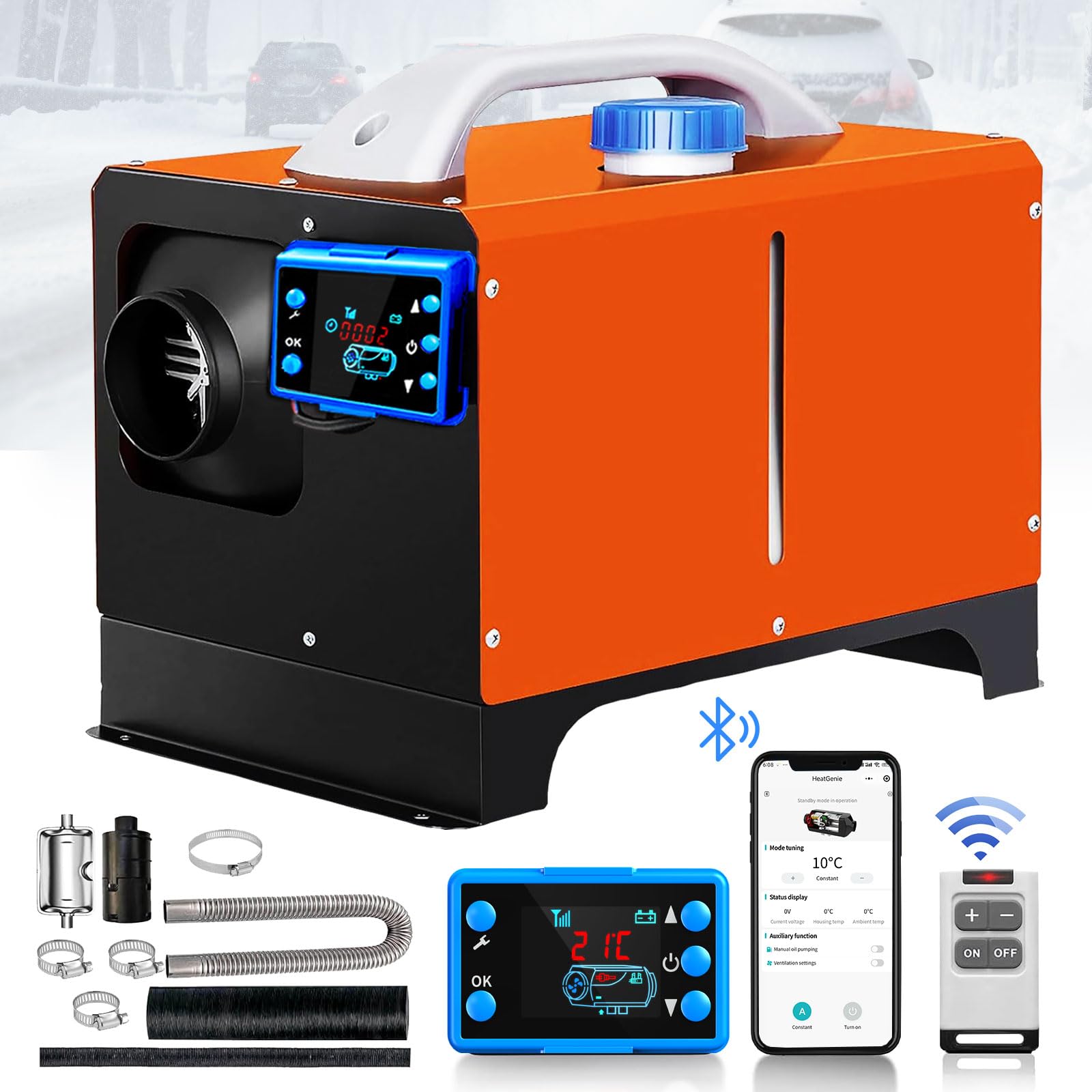 YiLFo Standheizung Diesel, 12V 8KW Diesel Heizung, Luft Dieselheizung Schnelles Aufheizen, Luftheizung Diesel mit Bluetooth APP, LCD Anzeige Fernbedienung für Außenbereich von YiLFo