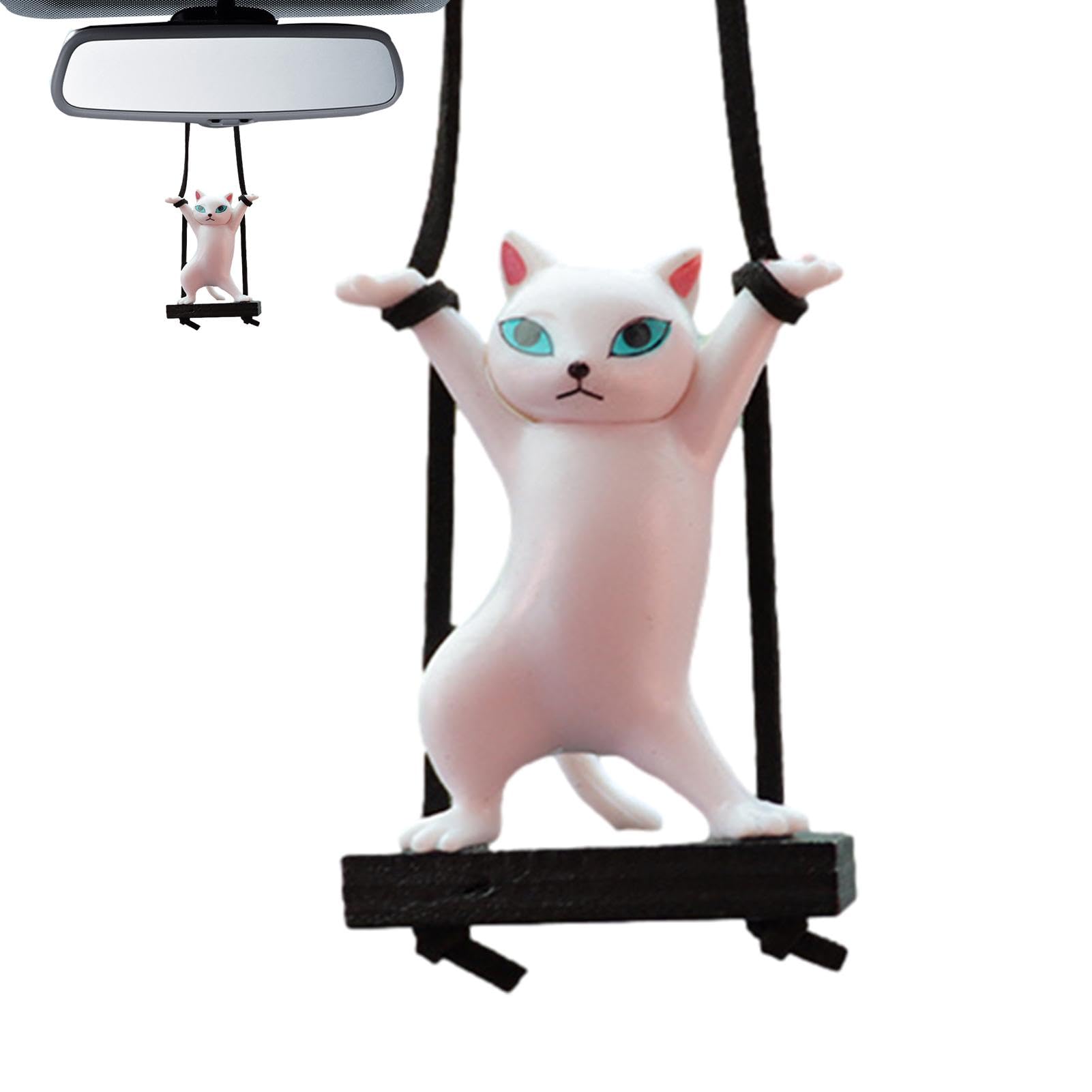 Yianyal Katzen-Auto-Charm, niedlicher Auto-Rückspiegel-Anhänger – lustige Innenspiegel-Dekoration, niedliche Katze, Auto-Charm-Ornament für Auto, LKW, SUV von Yianyal