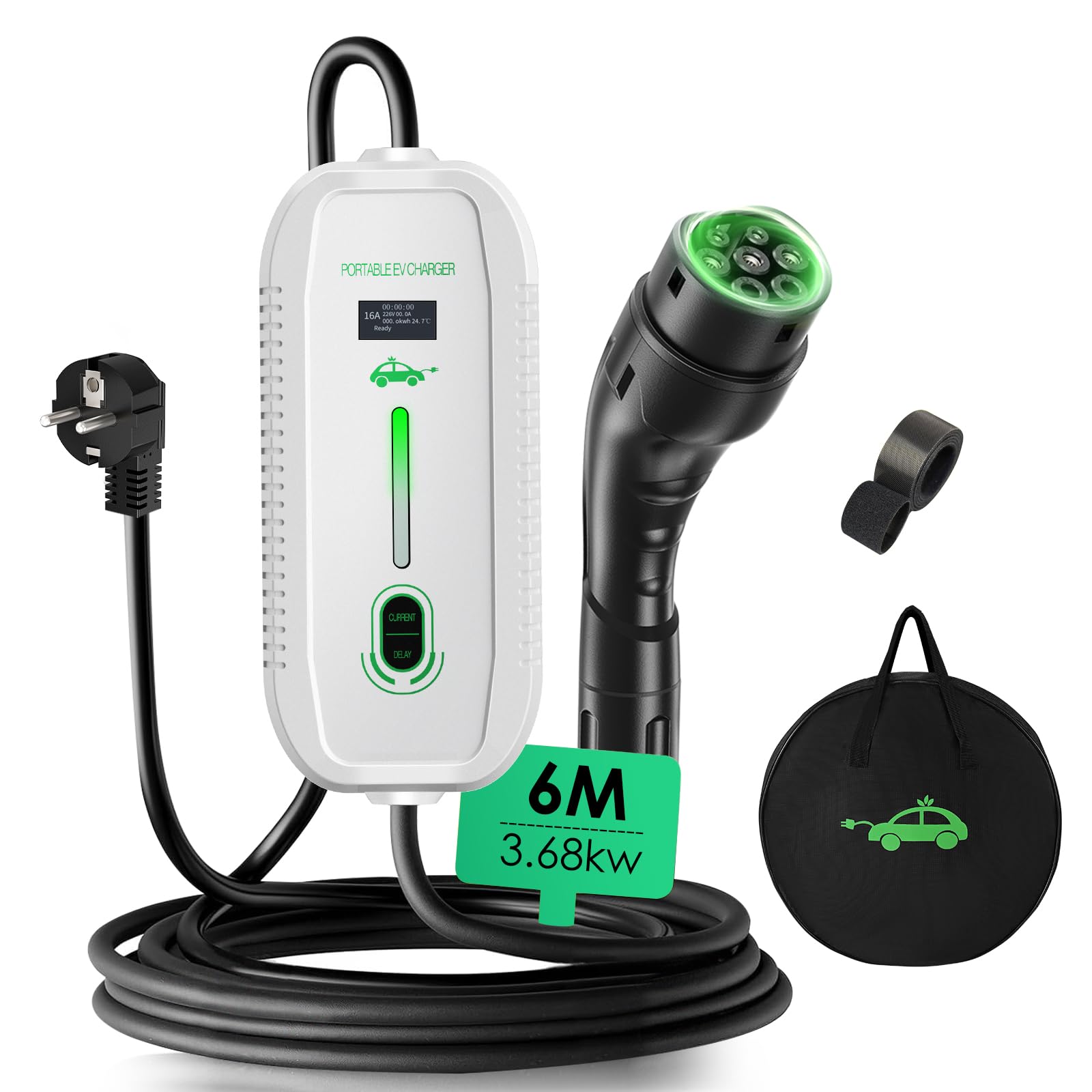 Yigowyigo Ladegerät für Elektroauto Typ 2, [6-16A, 1-12H, 6M], Kabel Typ 2, Ladekabel für Elektroauto, IEC 62196-2, e-208, Model 3 von Yigowyigo