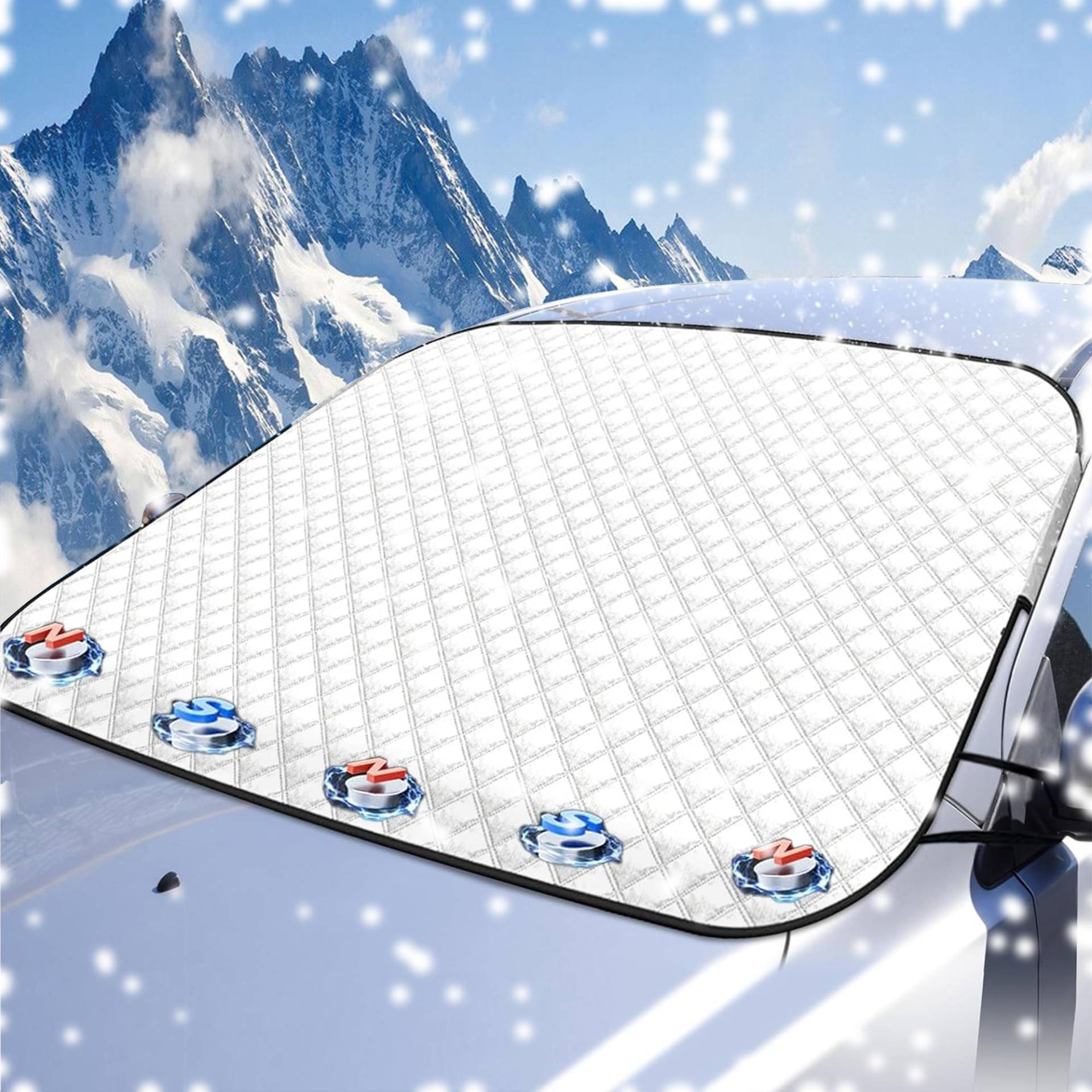 Yiichiy Frontscheibenabdeckung Winter, Scheibenabdeckung Auto Winter, Windschutzscheibenabdeckung mit 5 Magnet Fixierung, Autoscheiben Abdeckungen Winter, Faltbar Frontscheibenabdeckung, 150 * 120cm von Yiichiy