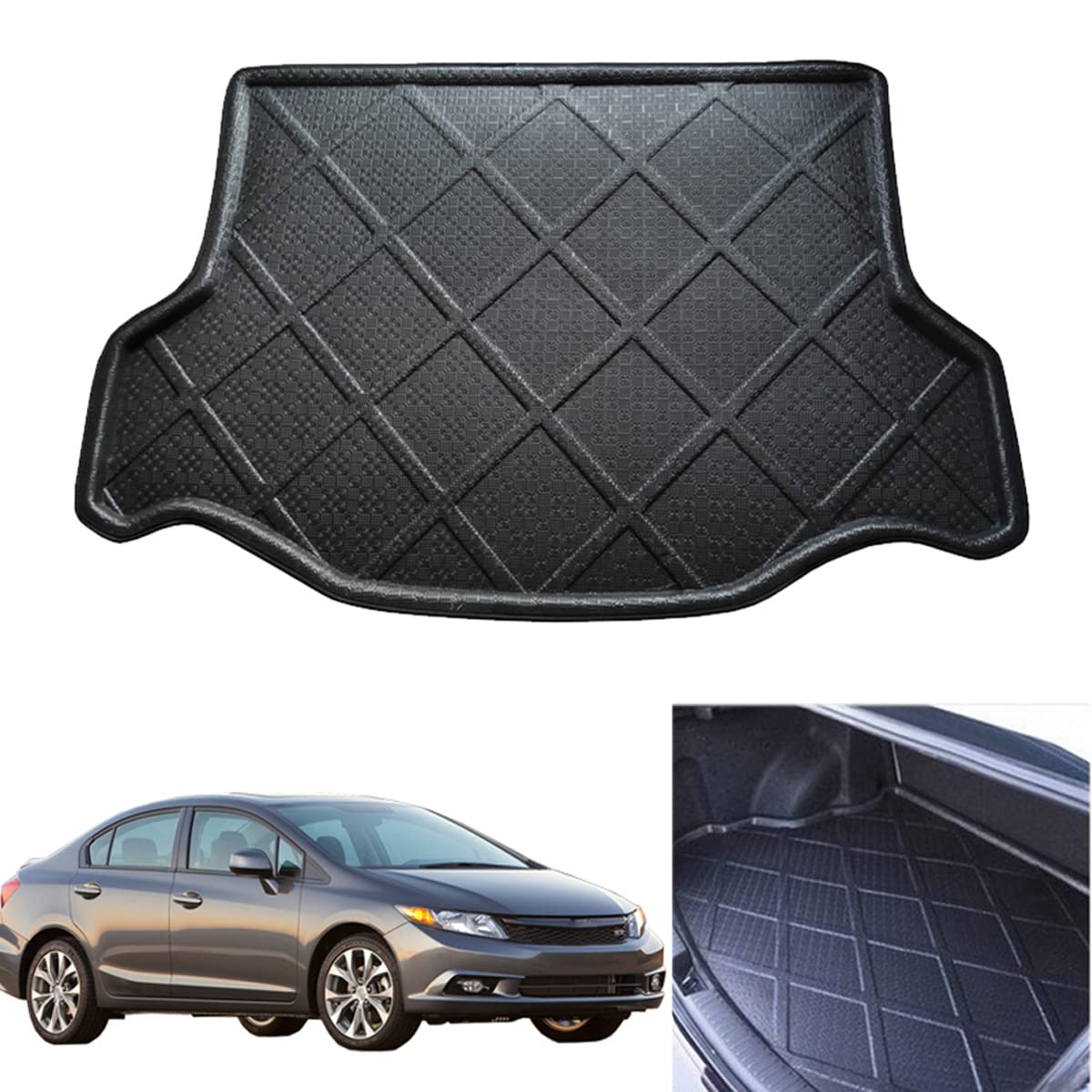 Neu Auto-Matte Auto-Kofferraummatte Kofferraumabdeckung Gepäckraumschale Gepäckraumschale Gepäckraumabdeckung Kofferraummatte Kofferraummatte Tray Bodenmatte für Civic Sedan 2012 2013 2014 2015 von Yilaite