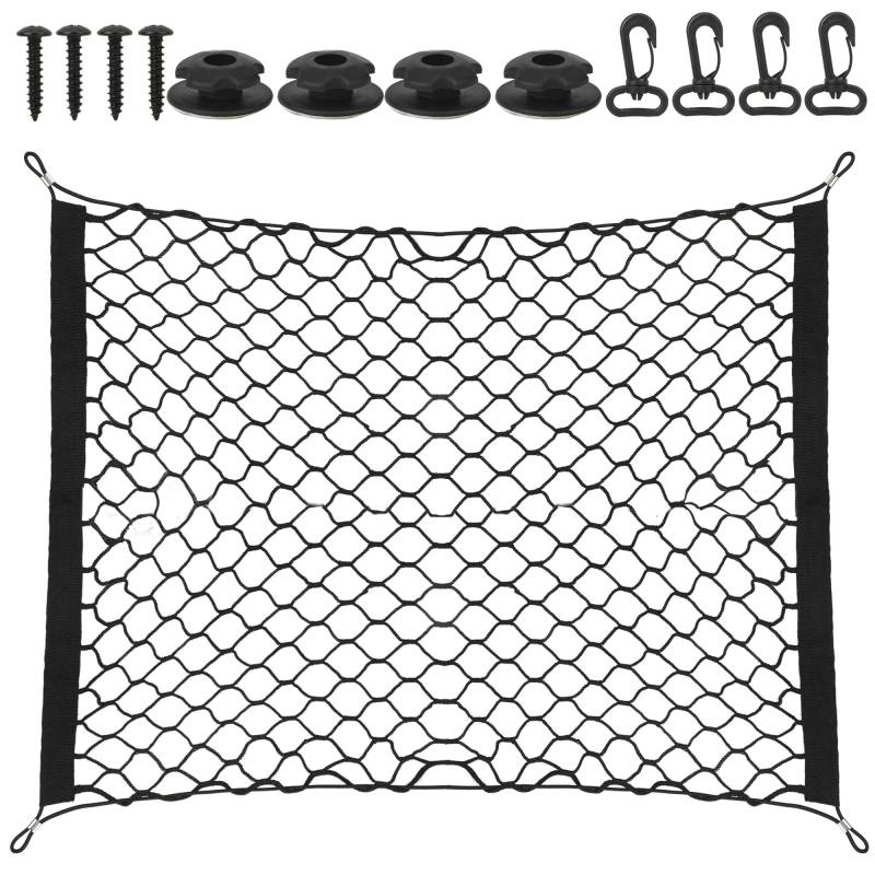 Gepäcknetz, Kofferraumnetz, Gepäcknetz Auto, Gepäcknetz Wohnmobil, Kofferraumnetz Auto Größe 110X60cm Mit 4 Großen Haken, Erstreckt Sich auf 140x100cm, Aufbewahrung Ladungssicherung von YiliYa