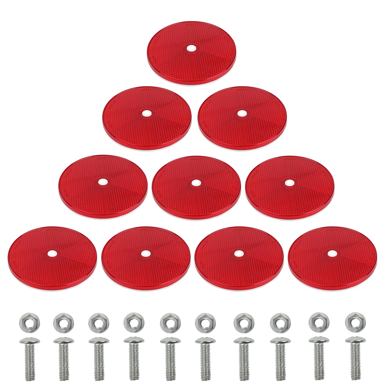 Yinaolan 10 x Rückstrahler Rot Rund, Katzenaugen Anhänger mit E-Prüfzeichen für Anhänger, LKW, PKW, Wohnwagen & Traktoren von Yinaolan