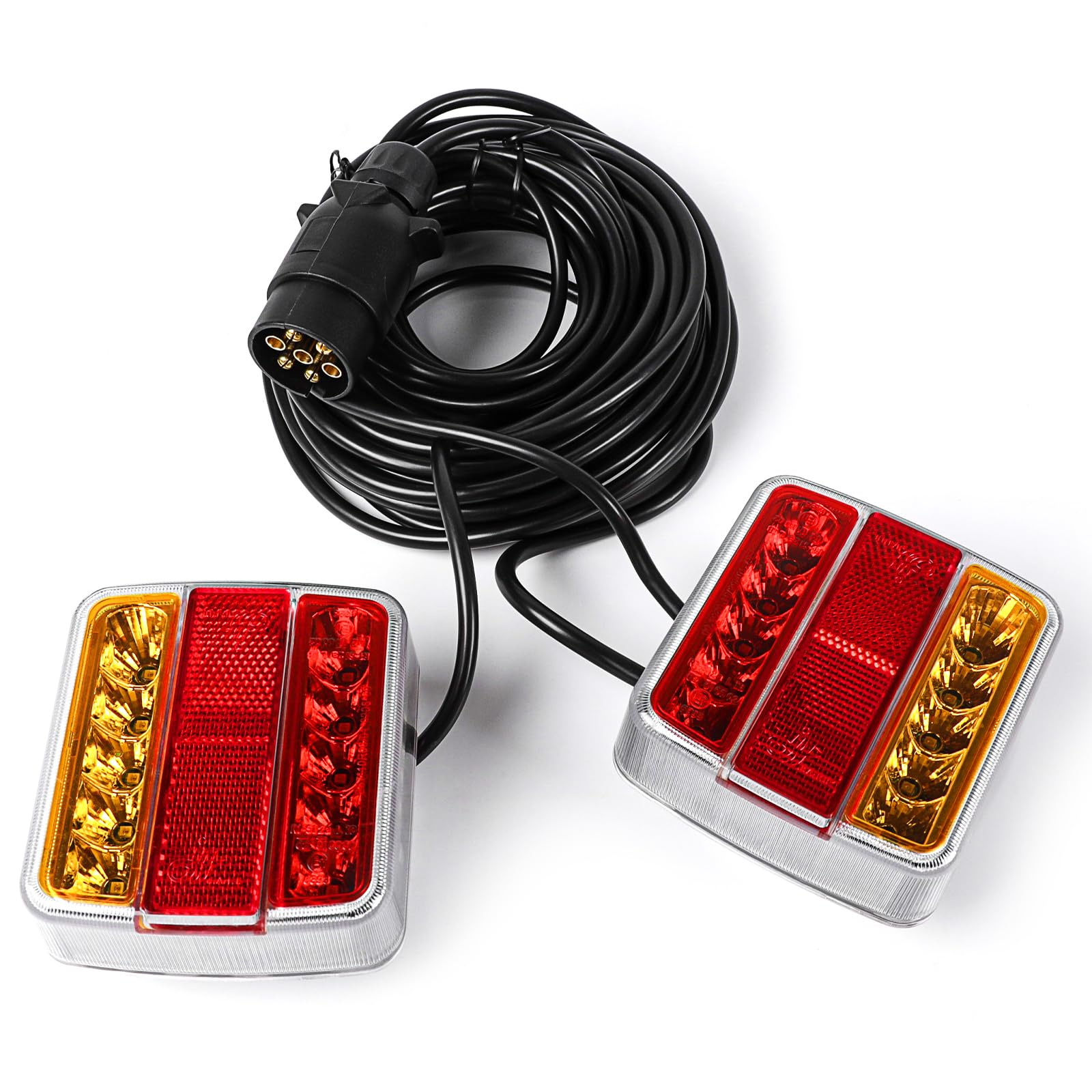 Yinaolan 12V magnetisches LED-Anhängerleuchten-Set, 2-teiliges wasserdichtes Anhänger-Rücklicht-Bremslicht-Blinkerlampen mit 7,5 m Kabel und 7-poligem Stecker für Wohnwagen Traktor LKW Lief von Yinaolan