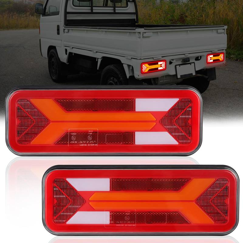 Yinaolan 12 V/24Volt LED Rückleuchten Satz für LKW-Anhänger, superhell 2 Stück Anhänger-Rücklichter, IP67 WasserdichtRücklichter Rücklicht Heckleuchte - E-Prüfzeichen Approval von Yinaolan