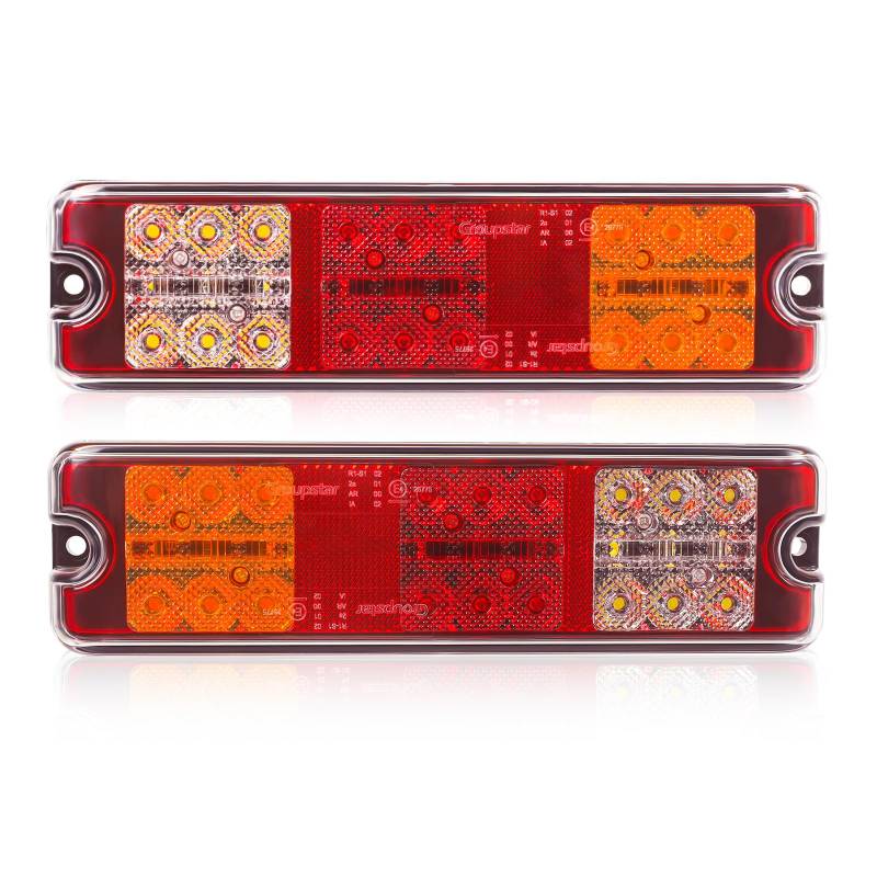 Yinaolan 2 Stück Anhänger-Rücklichter 12 V/24 V 27 LEDs Superhelle wasserdichte Blinker/Bremse/Rück-/Rückfahr-/Reflektorlampe für RV LKW KFZ Traktor Bootsanhänger von Yinaolan