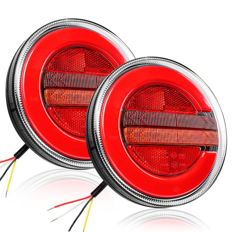 Yinaolan 2 Stück LED-Anhänger-Rückleuchten, 12/24 V, wasserdicht, LED-Rücklicht, Bremslicht, Blinker, Kontrollleuchte für Wohnwagen, Van, Boot, Wohnmobil, LKW, Traktor, E-Prüfzeichen von Yinaolan