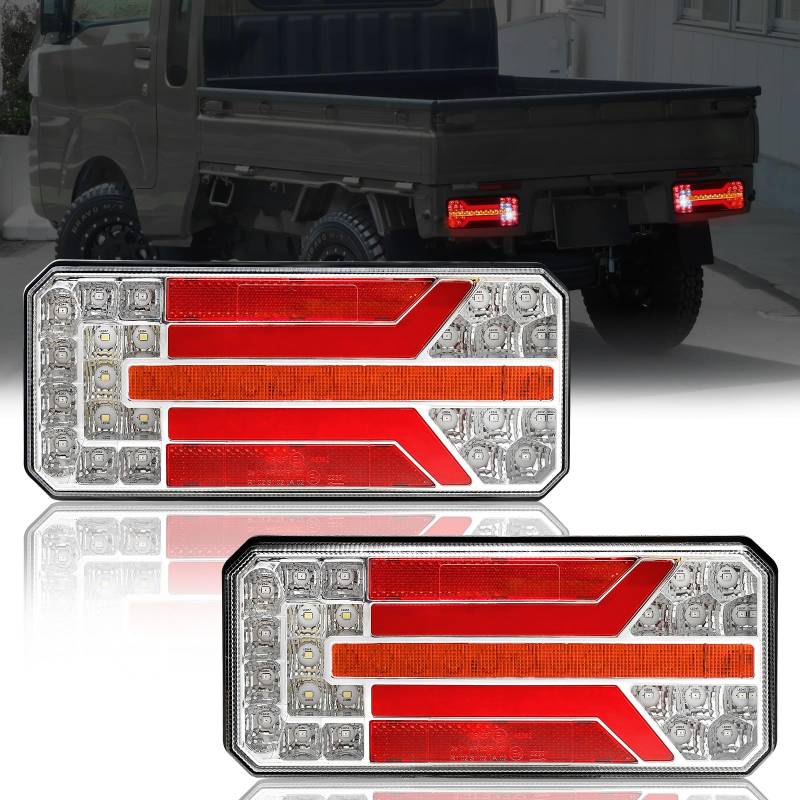 Yinaolan 2Pcs Led Anhänger Rückleuchten, 12/24V LED Anhänger Rücklicht Super Bright Waterproof, Bremse Schwanz Blinker Rückwärts Nebel Reflektor Lampe für RV Caravan Tractor Truck von Yinaolan