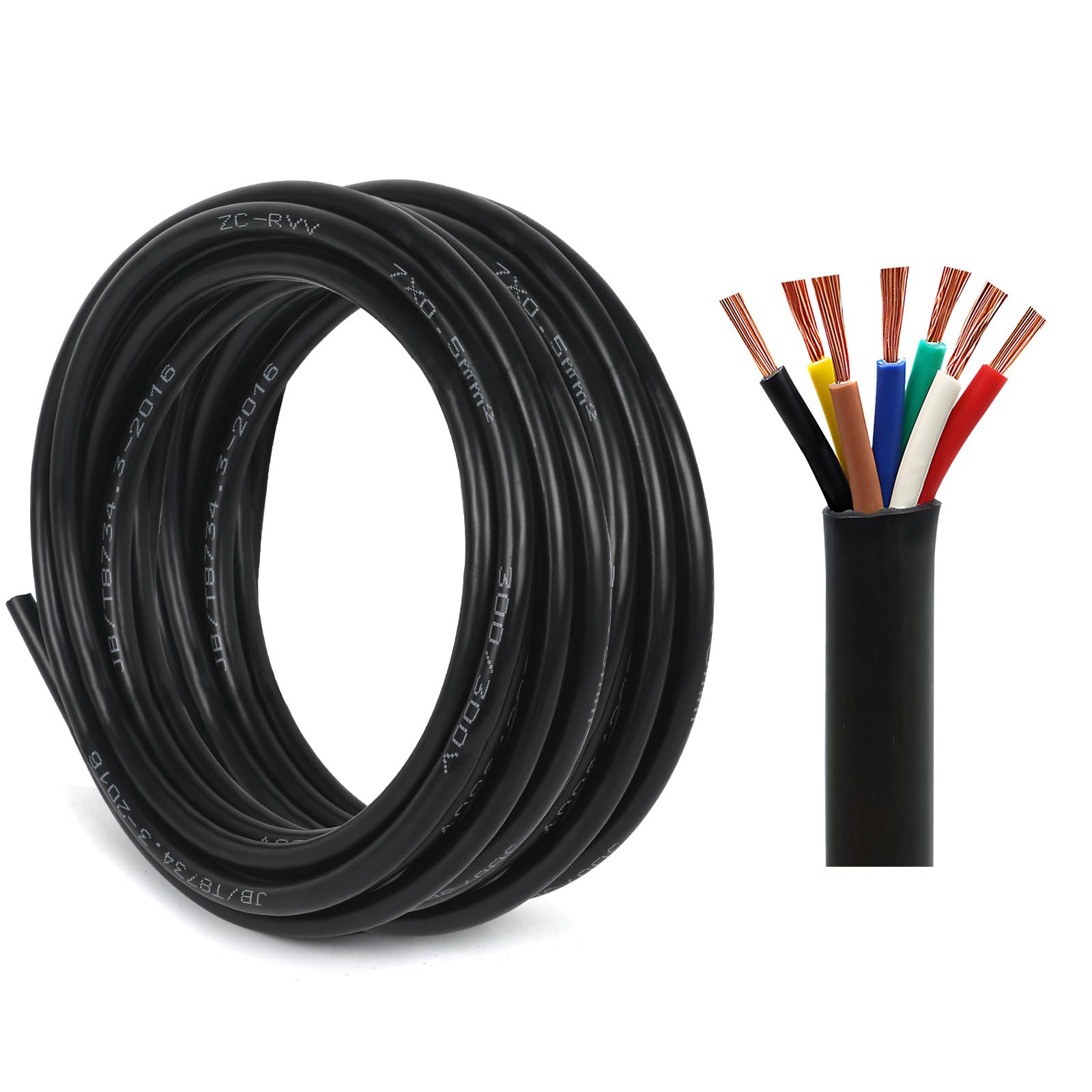 Yinaolan 7-adriges Kabel 15M 12V 24V für Anhänger 20m Abschleppseil, 7 * 0.5mm² 15Meter Flexibles Verlängerungskabel Schwarz für LED Licht, Automobil, Bootsausrüstung von Yinaolan