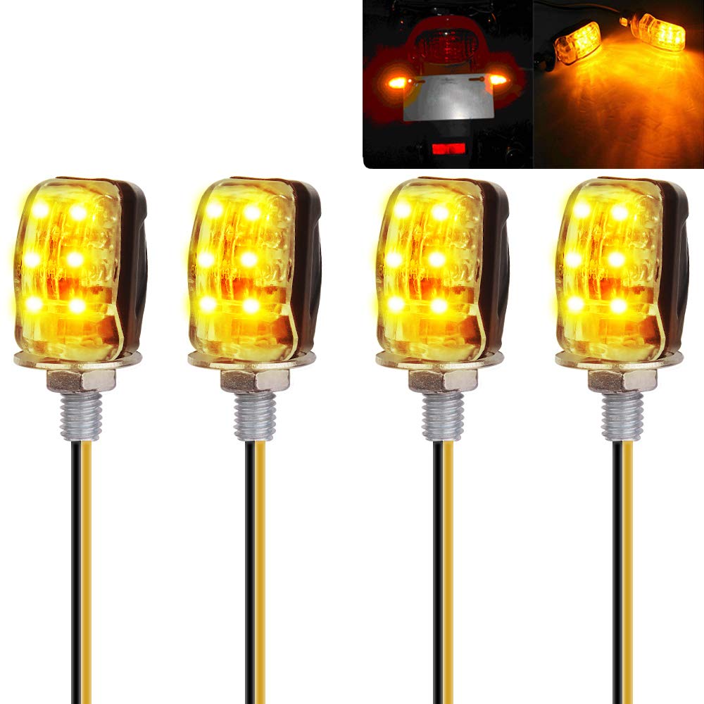 Yizhet 4 Stück 6LED Microblinker, Mini-Motorrad-Blinker Universal Wasserdicht mit E-Mark Bernstein Licht für 12V LED Motorrad Blinkleuchte Blinker Lampe Signal leucht von Yizhet