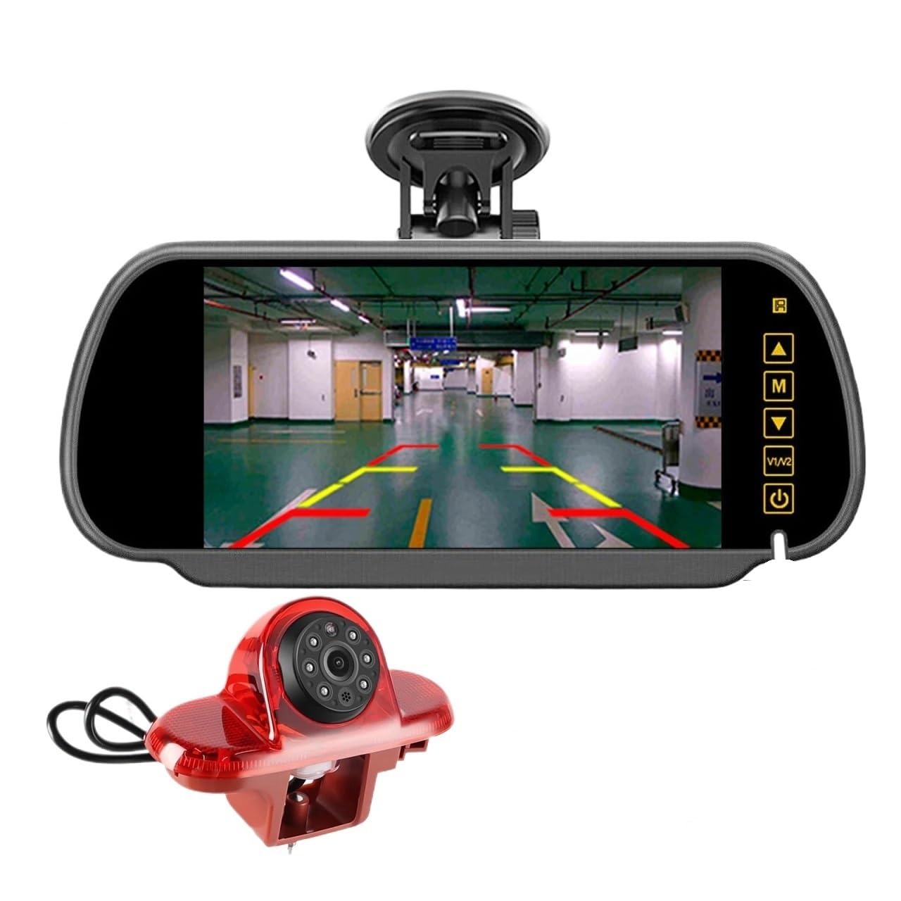 Ylrng Einparkhilfe Rückfahrkamera Für Trafic 7 "Spiegel Auto Monitor 3RD IR Bremslicht Backup Rückfahr Kamera wasserdichte Auto Rückansicht Kamera(Monitor with Suction) von Ylrng