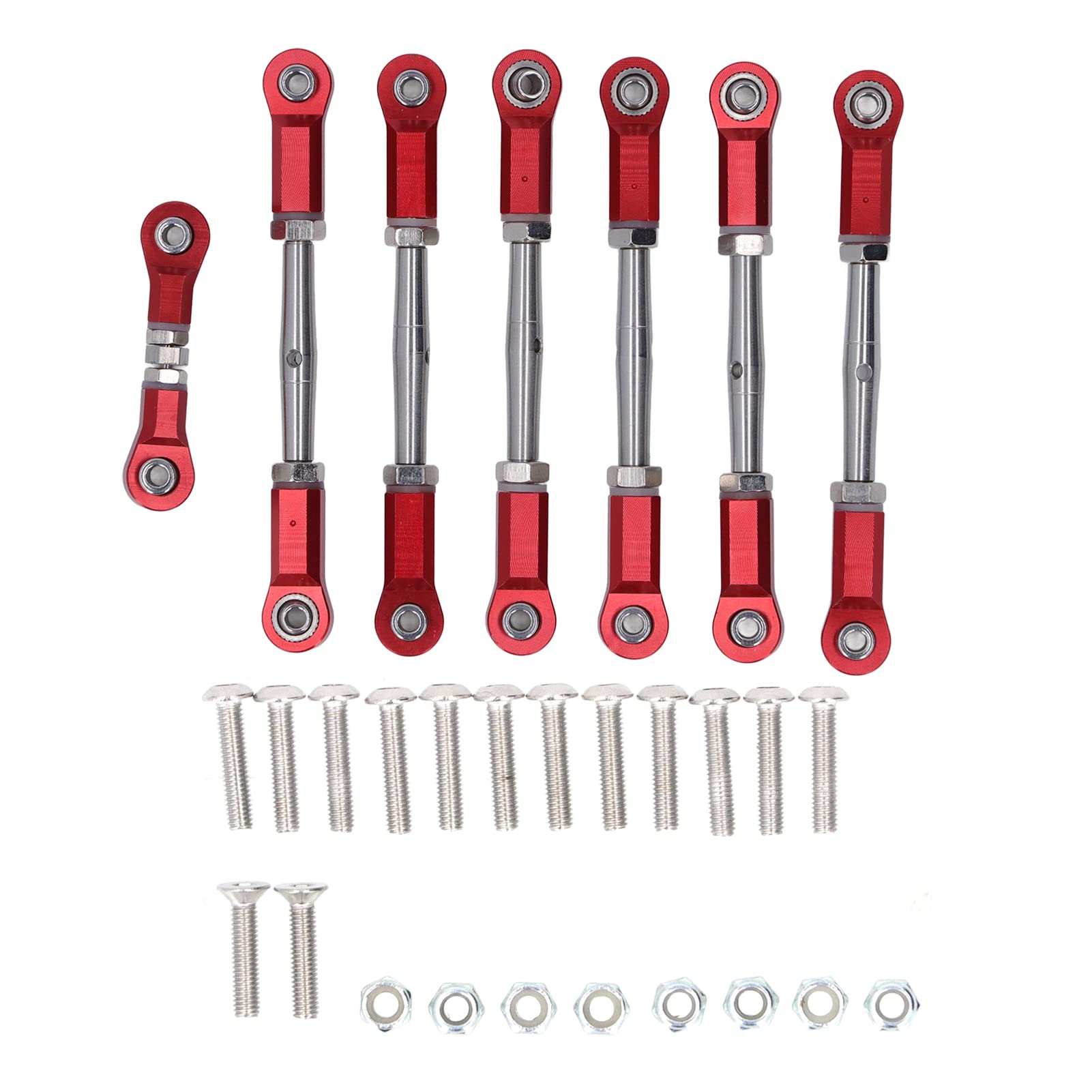 7-teiliges Metall-Spurstangen-Set für 1/10 RC-Car – tragbar, Installation, breite Anwendbarkeit, 7-teilige Packung. (Red) von Ylwxzenith