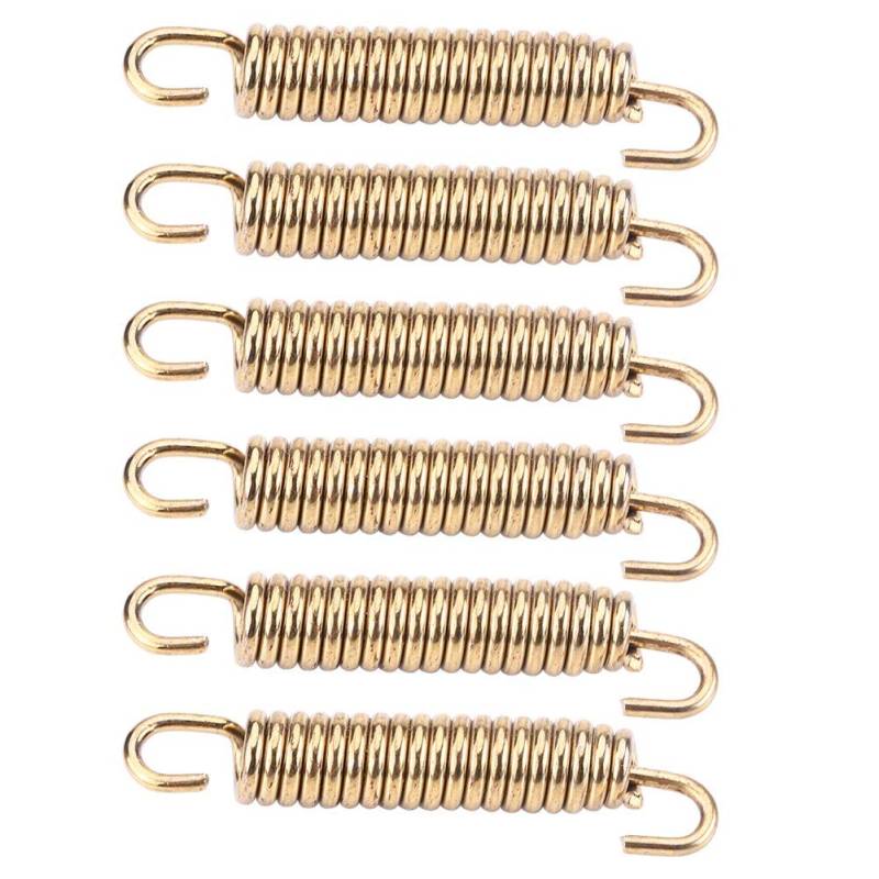 6pcs 63mm Edelstahl Auspufffedern Universal Schalldämpfer Auspufffedern Haken für Motorrad Motorrad(Gold) von Ymiko