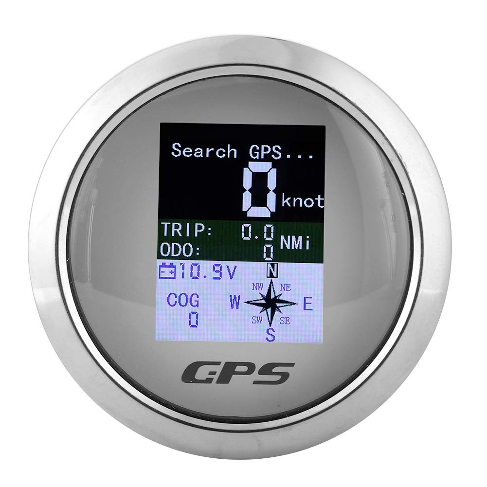85 Mm Digitaler GPS-Tachometer LCD-Geschwindigkeitsmesser Kilometerzähler Kurs Tachometer GPS-Auto-Bootsingenieur Einstellbare Rostfreie Wasserdichte Digitale Anzeigen(Weiß) von Ymiko