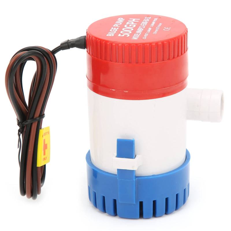 Ymiko Elektrische Bilgepumpe 12V Blige Wasserpumpe 3/4 Zoll Schlauchauslass 500 GPH, Elektrische Wasserpumpe Geräuscharm mit Schalter für Boot Marine RV von Ymiko