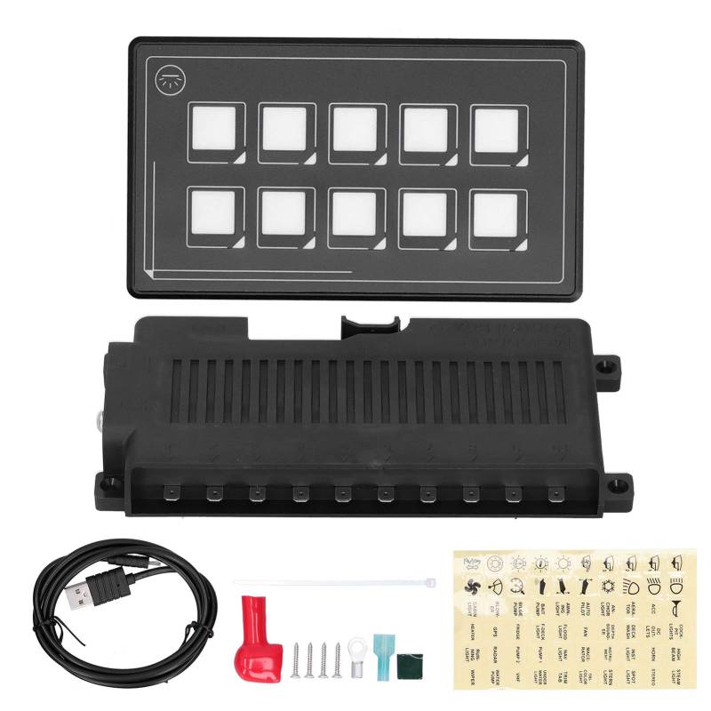 RV Switch Panel, 10P Membran Control Switch Panel Bluetooth APP Control mit Backlight Module LED Touch Eingebautes PPTC für RV Boat, IP67 Wasserdicht von Ymiko