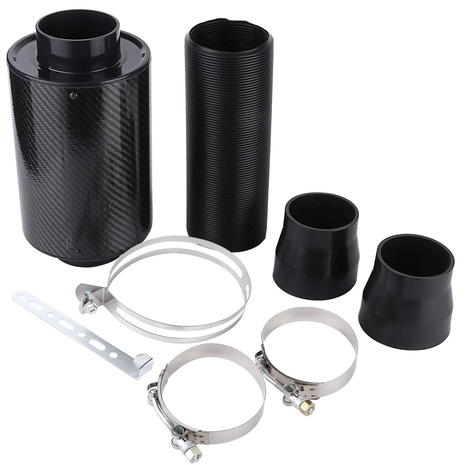 Universal Kaltluft-Ansaug-Set für Auto, 3 Zoll Carbon Filter Induktion Kit mit Filter und pulverbeschichtetem Ansaugrohr für die meisten Autos von Ymiko