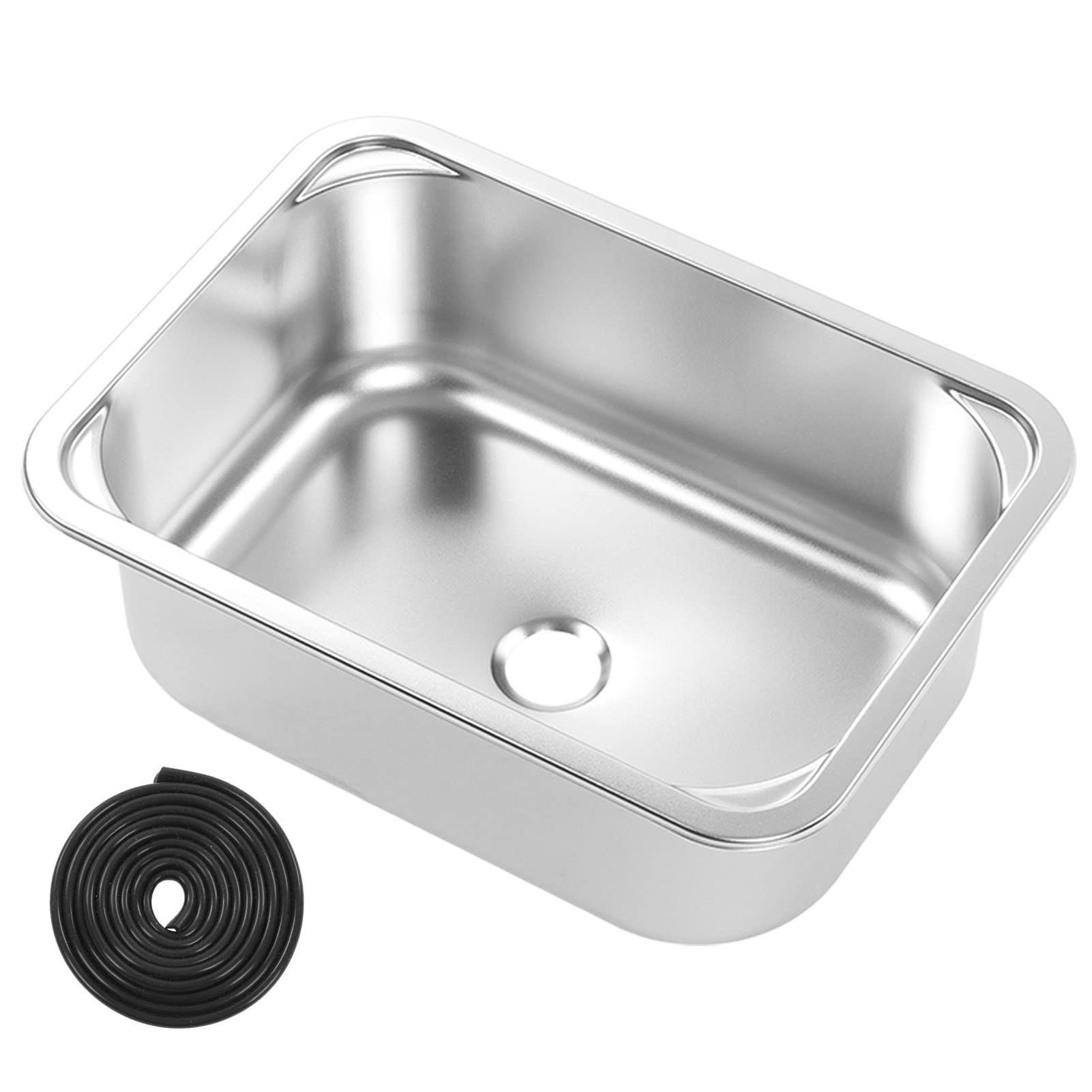 Wohnmobil-Spüle, Quadratisch, für Wohnmobil, Yacht, Boot, 345 X 245 X 136 Mm, 304 Edelstahl, Flächenbündige Handwaschbecken-Spüle, Wohnmobil-Küchenspüle mit 40 Mm Ablauf von Ymiko