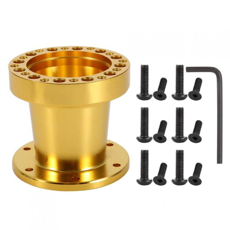 Ymiko 3 Zoll Höhe Lenkrad Distanzstück Unifür Versal Auto Lenkradnabe Distanzstück Automotive Aluminium Distanzstück Lenkradnabe Adapter Kit(Gold) von Ymiko