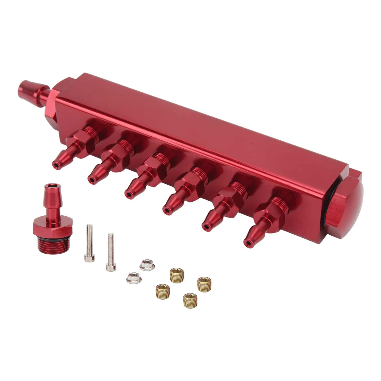 Ymiko 6-Port-Vakuumblock-Ansaugkrümmer-Kit, 1/8-Zoll-NPT-Anschluss, 1/2-Zoll-NPT-Einlass-Auslass, Universell (Rot) von Ymiko