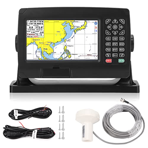 Ymiko GPS-Kartenplotter-Satellitennavigator, Marine-GPS-Navigator, Transponder mit GNSS-Antenne Dual Map System IPX6 Wasserdicht für Marineboote von Ymiko