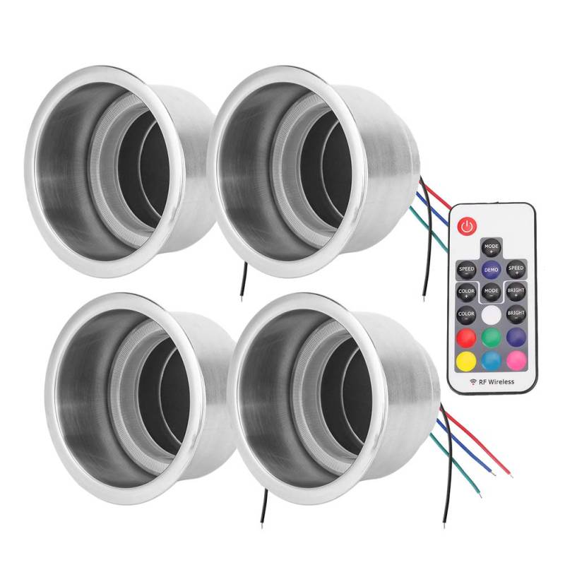 RGB Cup Holder Marine RV Cup Holder für Marine RV Truck, 4Pcs DC 12V RGB LED Car Beverage Bottle Cup Holders with Remote Control von Ymiko