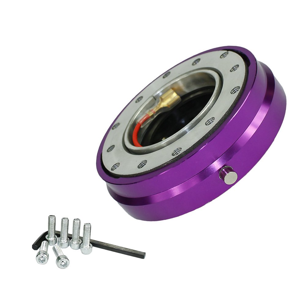 Dünne Version 6 Loch Lenkrad Quick Release Hub Adapter Snap Off Kit Sliver/Lila/Blau/Golden/Schwarz/Rot(Purple) von Ymnilian