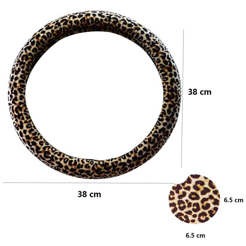 Lenkradabdeckung mit Leopardenmuster für Frauen, Lenkradabdeckungen des Leoparden mit Bonus 4PCS Leopard Car Cups Untersetzer, Leopard Car Zubehör. von YoMaris