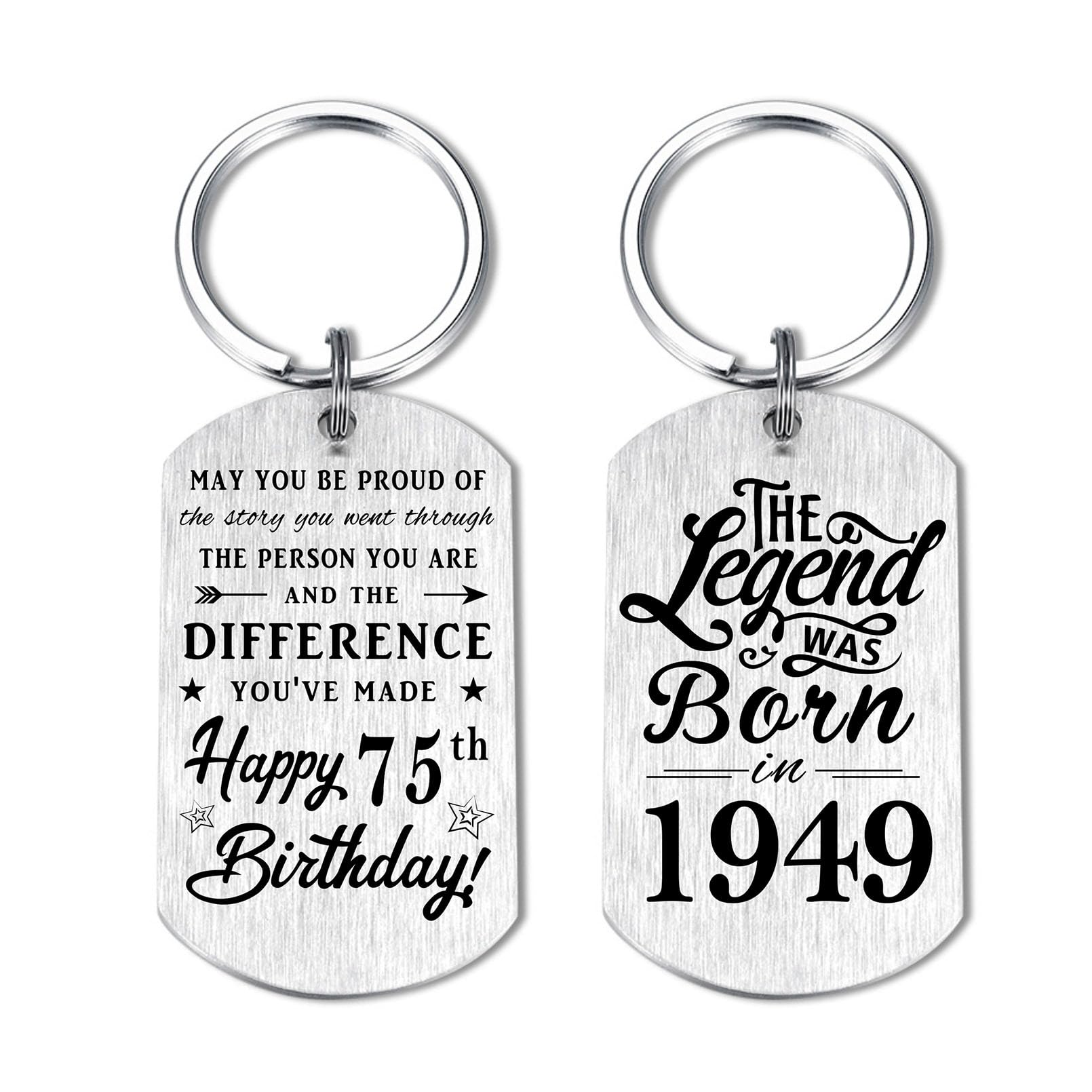 Yobent Geburtstagsgeschenke für Männer, Frauen, Ihn, Happy Birthday personalisierter Schlüsselanhänger, Männer Geschenke zum Geburtstag einzigartig, 75th2023, 2 * 1.1inch von Yobent