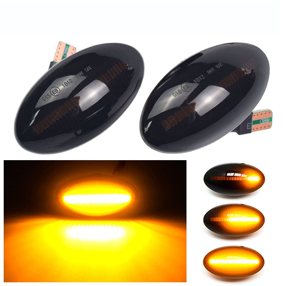 Dynamische LED-Seitenblinker, bernsteinfarben, superhell, Canbus, sequentielle Repeater-Leuchten für Mi-ni Cooper R50 R52 R53 2002–2008 (schwarz) von Yoegerery