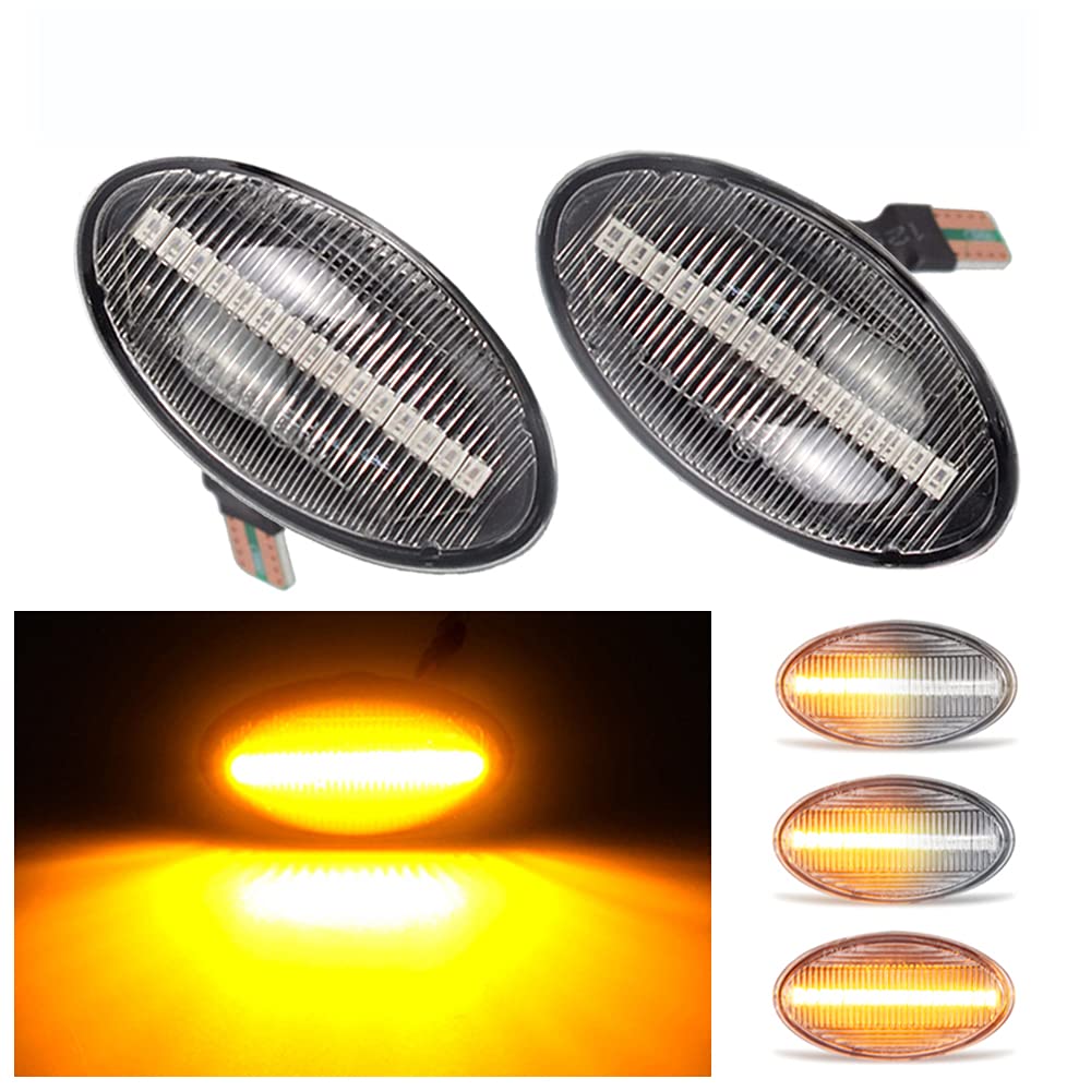 Dynamische LED-Seitenblinker, bernsteinfarben, superhell, Canbus, sequentielle Repeater-Leuchten für Mi-ni Cooper R50 R52 R53 2002-2008 (transparent) von Yoegerery