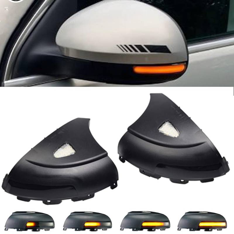 Yoegerery Dynamische LED Blinker Außenspiegel Blinker Licht Ersatz für VW Tiguan MK1 2008-2016 VW Sharan 2012-2015 Blinker Sequentielle Blinker Lampe (Schwarz) von Yoegerery