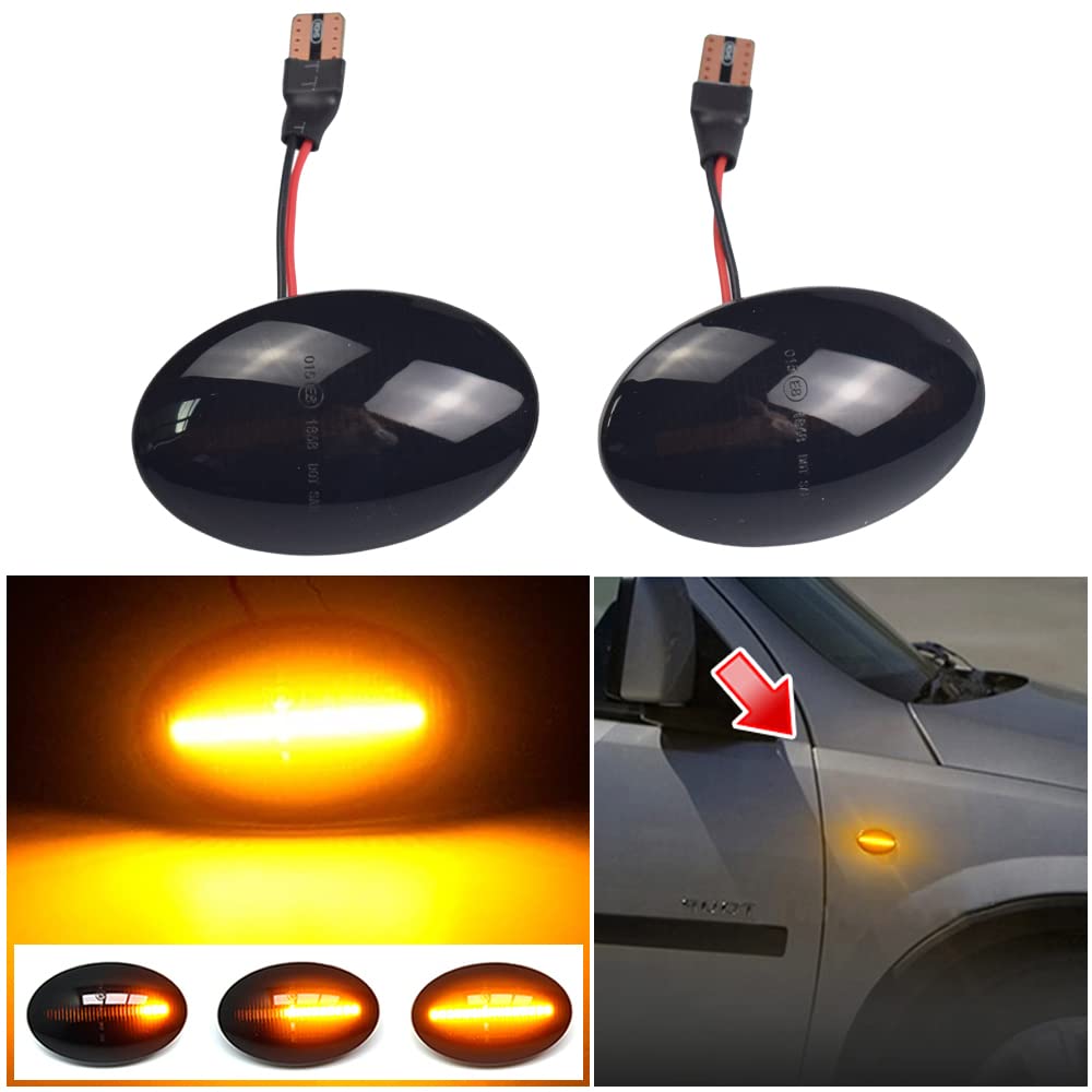 Yoegerery Dynamische LED-Seitenblinker, bernsteinfarben, superhell, Canbus, sequentielle Repeater-Leuchten für O-pel Corsa B C Astra F Combo B C (schwarz) von Yoegerery