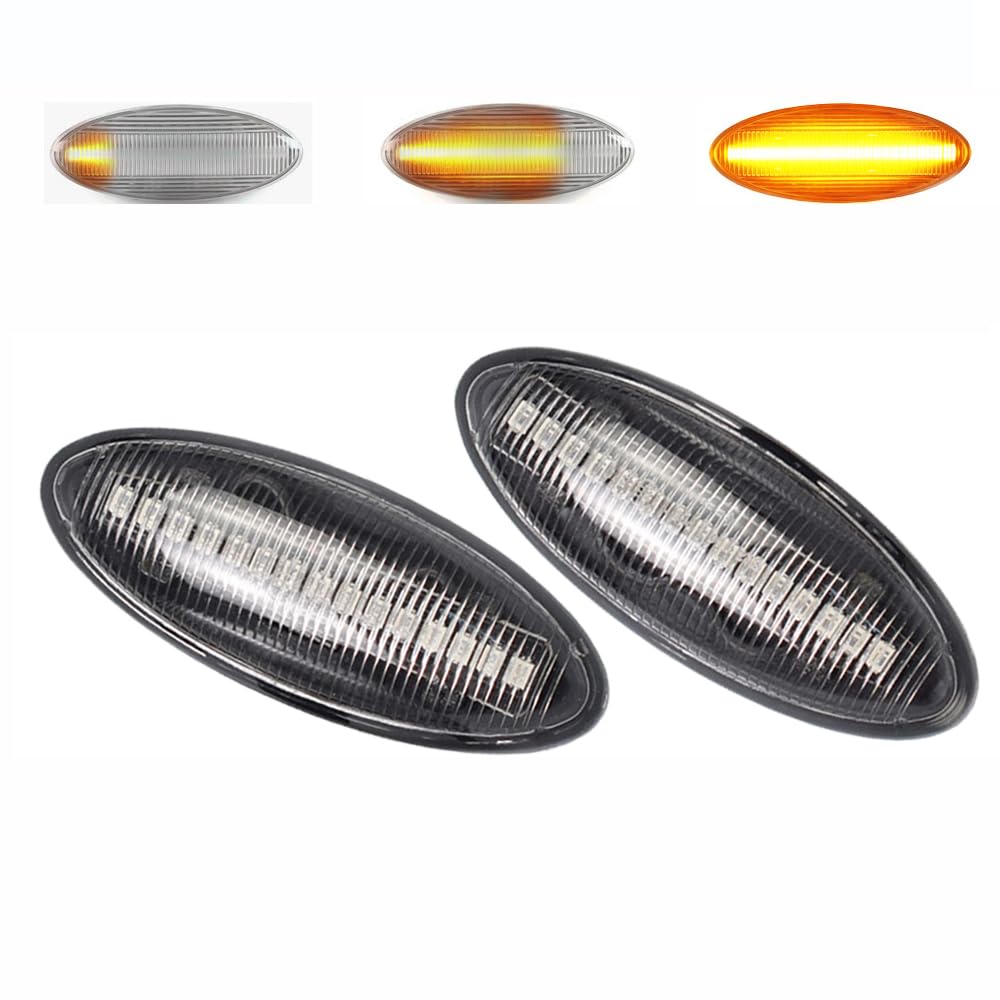 Yoegerery Dynamische LED-Seitenblinker, bernsteinfarben, superhell, Canbus, sequentielle Repeater-Leuchten für T-oyota Yaris Rav4 MK3 Corolla Auris MK1 E15 (transparent) von Yoegerery