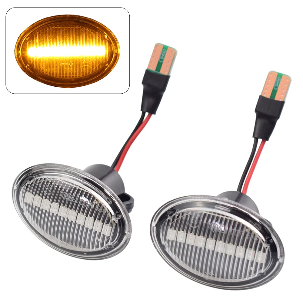 Yoegerery Dynamische LED-Seitenblinker, bernsteinfarben, superhell, Canbus, sequentielle Repeaterleuchten für Maserati für Lancia für Fiat (transparent) von Yoegerery