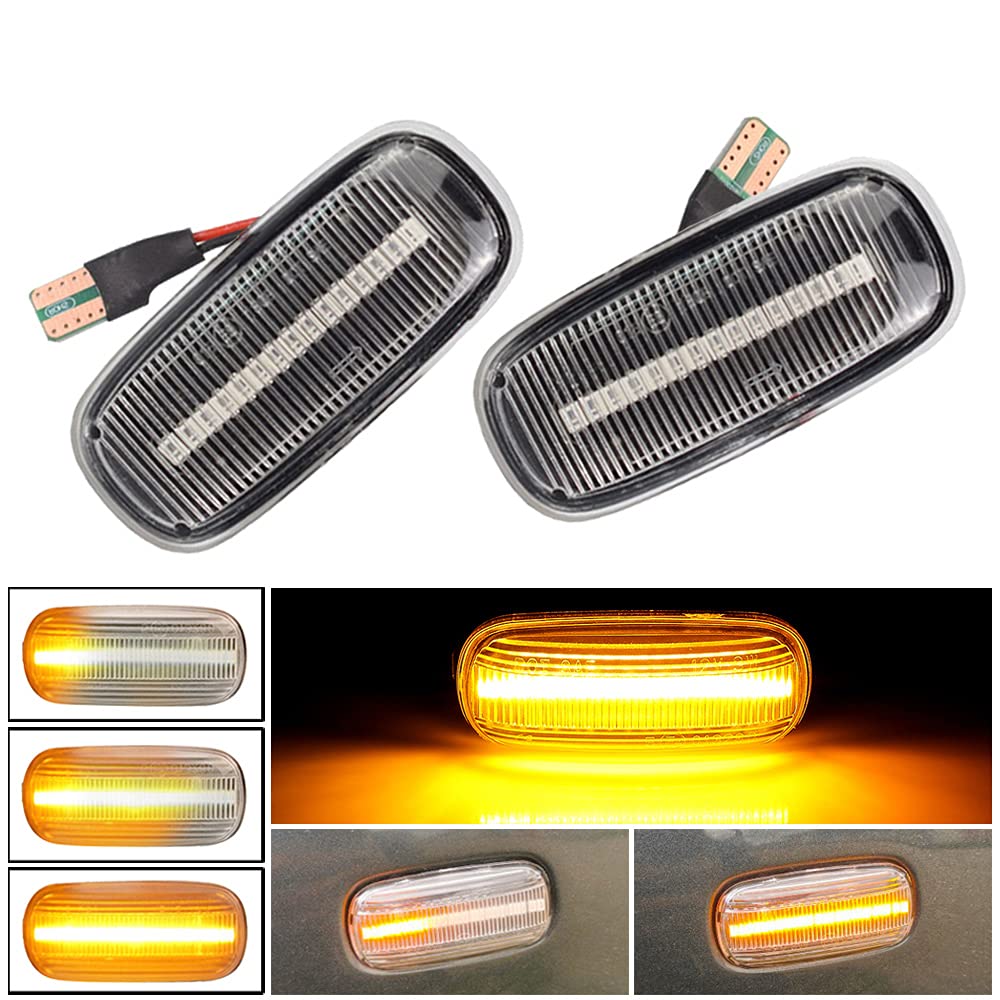 Yoegerery LED Dynamische Seitenblinker Bernstein Super Hell Canbus Sequentielle Repeater Lichter für Audi A3 S3 8L A8 D2 TT 8N (Transparent) von Yoegerery