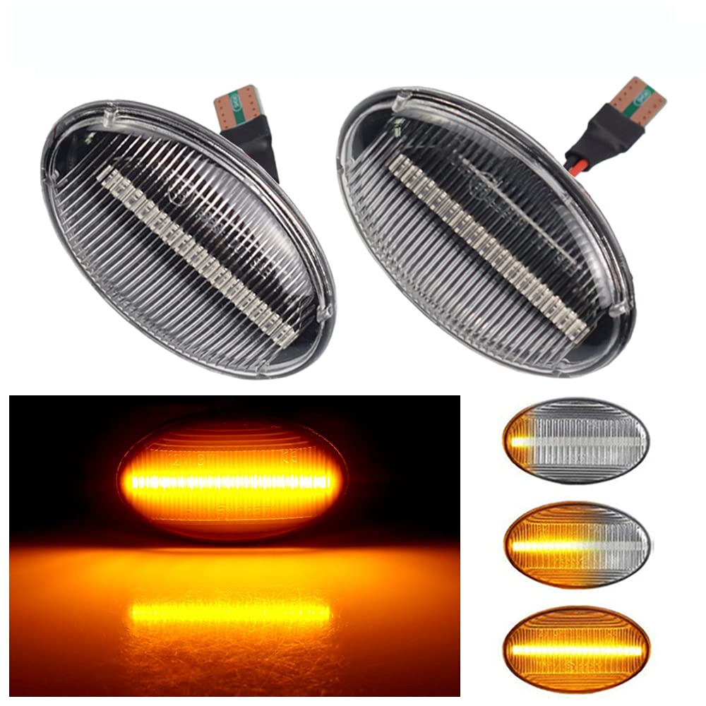 Yoegerery LED Dynamische Seitenblinker Bernstein Super Hell Canbus Sequentielle Repeater Lichter für Mercedes-Benz Smart W450 W452 A-Klasse W168 Vito W639 W447 Citan W415 (Transparent) von Yoegerery